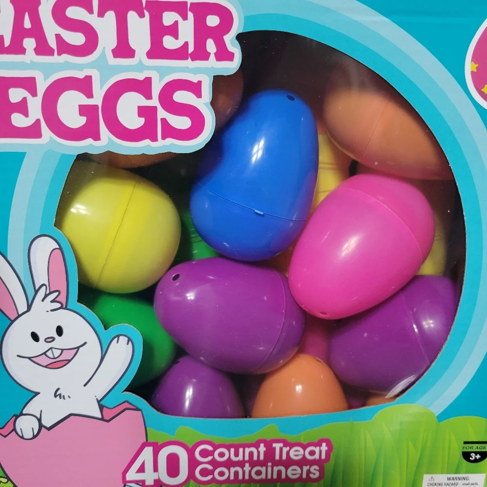 Party Set EASTER EGG HUNT, 12 Rabbit Ear Headband 80 large eggs prize eggs NEW